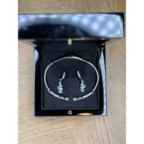 Givenchy Jewelry - Givenchy Crystal Blue Stone Bracelet & Earrings Set Silver Tone Jewelry Gift Set